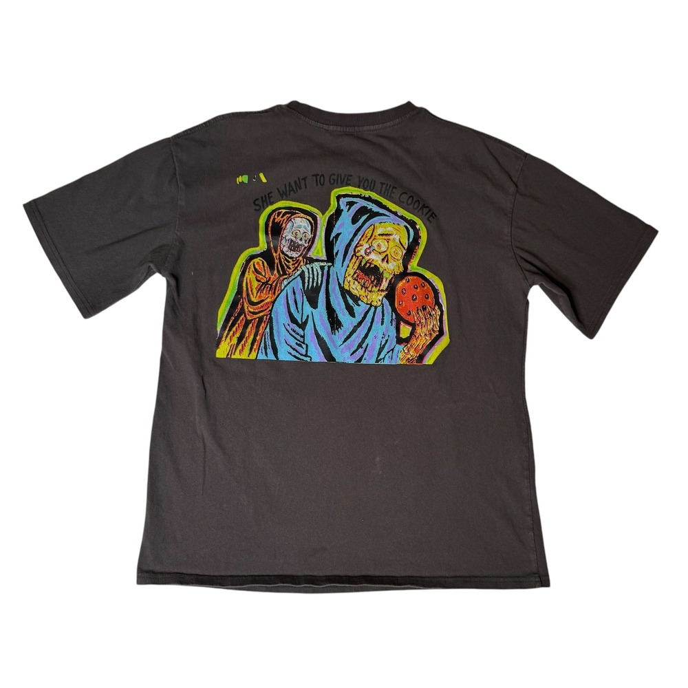 HBAT Kanye West Graphic Print T-Shirt Skeleton Cookie HOLD THE GATE Men's M-L - Picture 2 of 7
